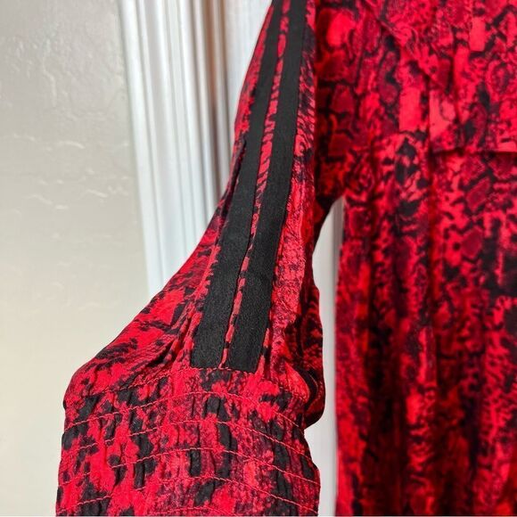 ba&sh Sym Red‎ Snakeskin Print Ruffled Crepe Mini Dress Size XS - Picture 7 of 9